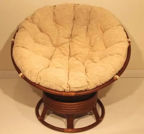 Rattan Wicker Swivel Rocking Round Papasan Chair with Cushion Colonial (Light Brown), Size: 40\H x 46\W x 40\D, Other