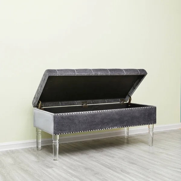 Best Quality Furniture Storage Ottoman Acrylic Legs and Nailhead Trim - Dark Grey - Large