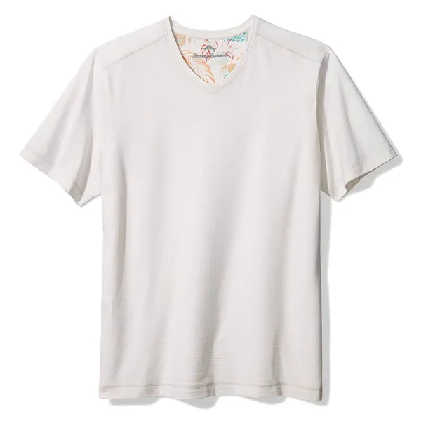 Tommy Bahama Wave Tropic V-Neck Tee (Vintage White) Men's Clothing