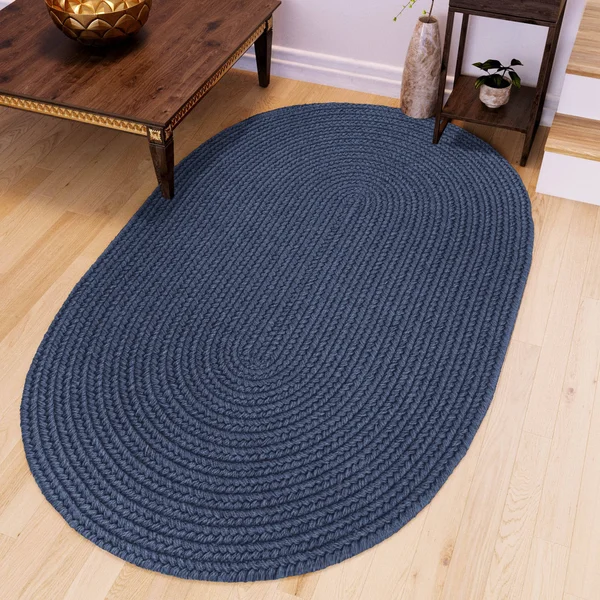 Pura Braided Rug in Sailor Blue 4' x 6' Oval