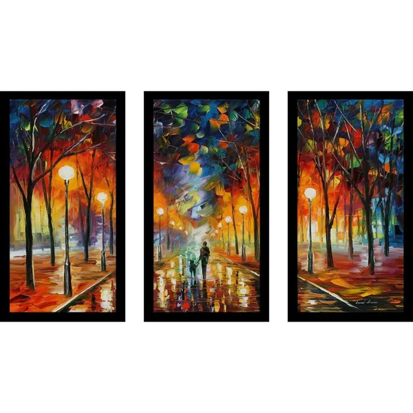 Friendship by Leonid Afremov 3 Piece Framed Painting Print Set Picture Perfect International Size: 25.5x22 H x 40.5x22 W x 1x22