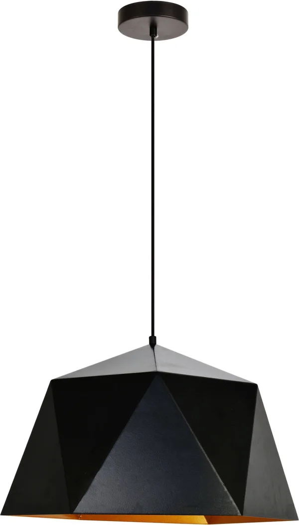 Elegant Lighting LDPD2083 11.4 x 17.7 in. Arden 1 Light Black & Golden Inside Pendant