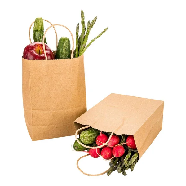 Saving Nature Kraft Paper Small Shopping Bag - 6 inch x 3 1/4 inch x 8 1/4 inch - 100 Count Box