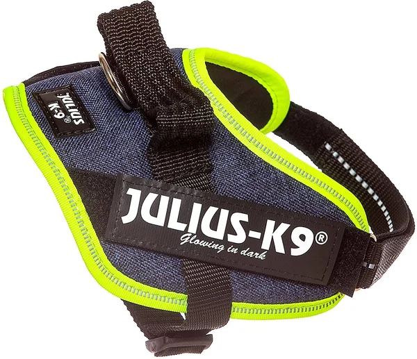 Julius-K9, 16IDC-FARNE-MM, IDC Powerharness, Dog Harness, Size: Mini-Mini, Jeans with Neon Edge