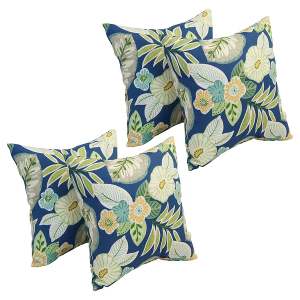 Blazing Needles 17-inch Square Polyester Outdoor Throw Pillows (Set of 4) - Marlow Pool