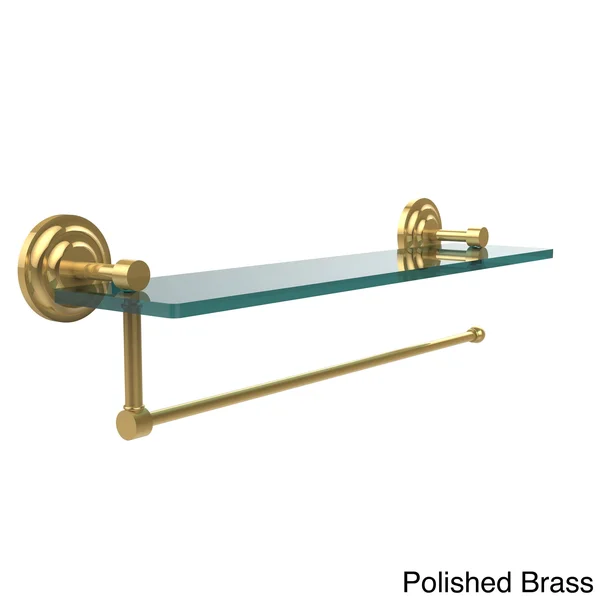 Allied Brass PQN-1PT/22-PB Prestige Que New Collection Paper Towel Holder with 22 inch Glass Shelf Polished Brass