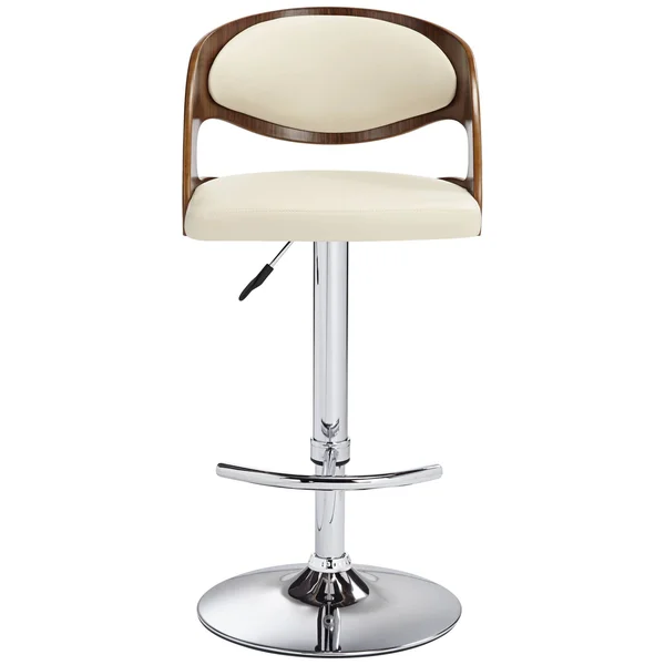 Armen Living Contemporary Malibu Cream Faux Leather Adjustable Swivel Barstool