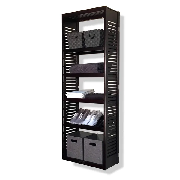 John Louis Home 12in Deep Solid Wood Premier Woodcrest Storage Tower Espresso