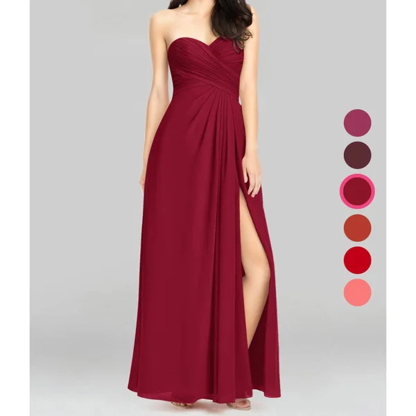 Azazie A-Line/Princess Sweetheart Floor-Length Chiffon Bridesmaid Dresses - Burgundy