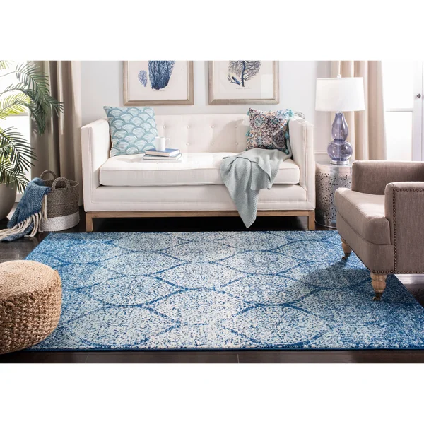 Safavieh Madison Rug Collection MAD604G - Navy - Silver - 11& x 11& Round
