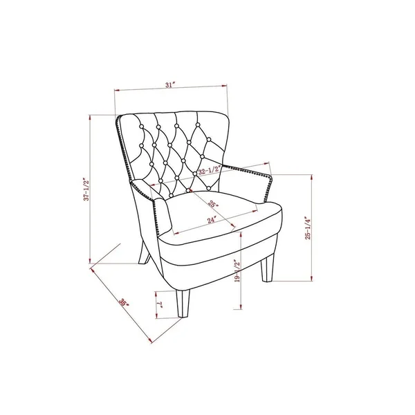 Bentley Button Tufted Accent Chair with Nailhead TRIM, Gray-White