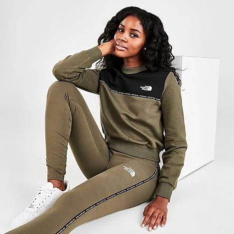 The North Face Inc Women's Colorblock Tape Crewneck Sweatshirt in Green/Olive Green Size Small - Fleece