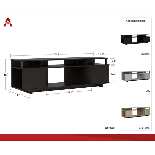 Jude TV Stand for TVs Up to 65x22 Black - Room & Joy