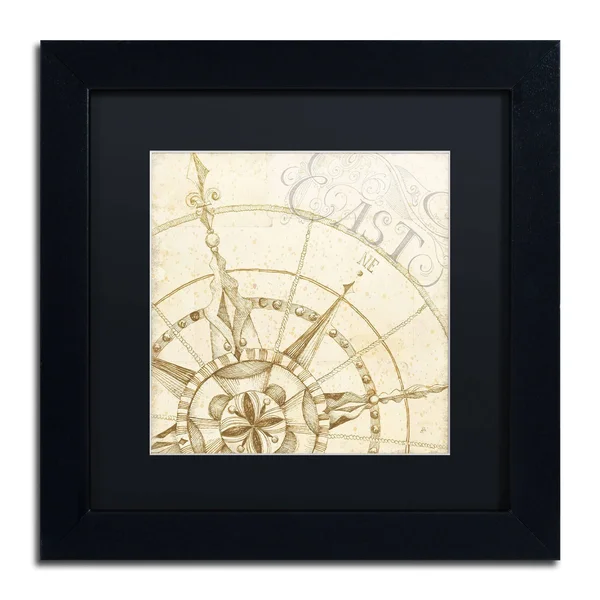 Trademark Art &Coast to Coast Sepia III& by Daphne Brissonnet Framed Graphic Art Size: 11x22 H x 11x22 W, Matte Color: Black