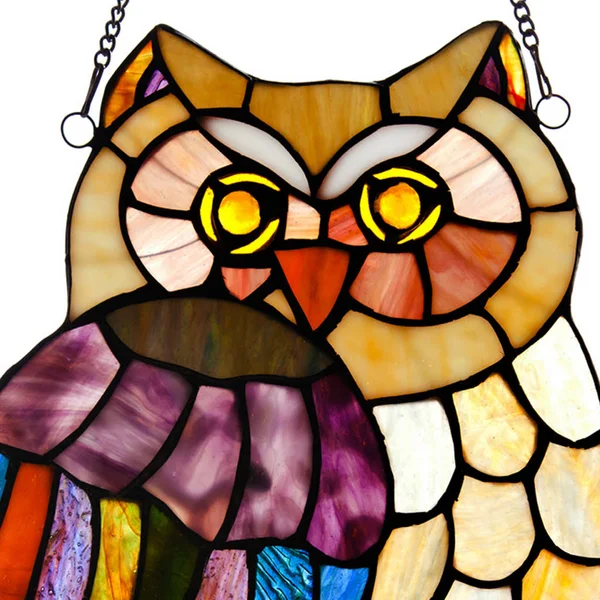 River of Goods 11x22H Stained Glass Hoot&s Owl Window Panel