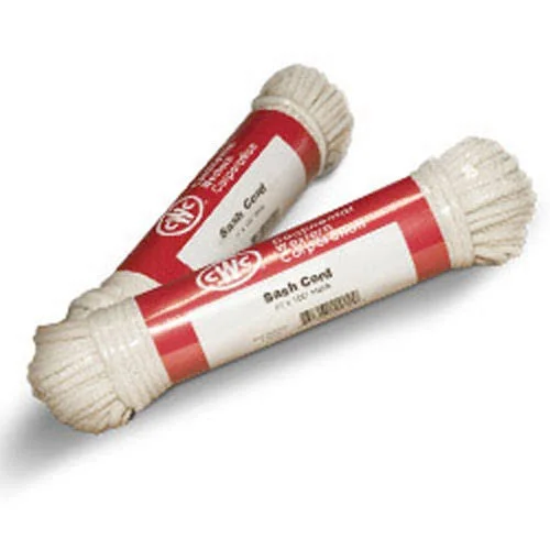 Cwc Glazed Sash Cord - Size #4 - 1/8 inch x 100 ft., White (Pack of 12 Hanks)