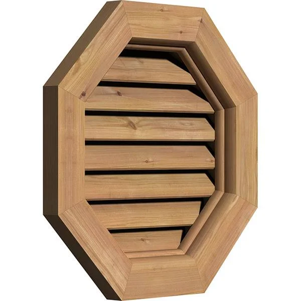 Ekena Millwork 32-in W x 32-in H Octagonal Gable Vent (37-in W x 37-in H Frame Size): Unfinished - Functional, Smooth Western Red