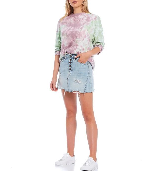 Free People Be Free Tie Dye Long Sleeve Tee - Xs