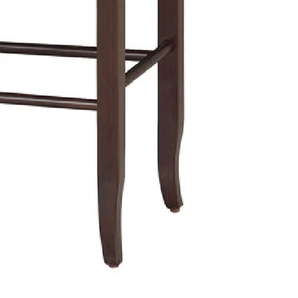 Rush Woven Wooden Frame Barstool with Saber Legs - Beige and Dark Brown