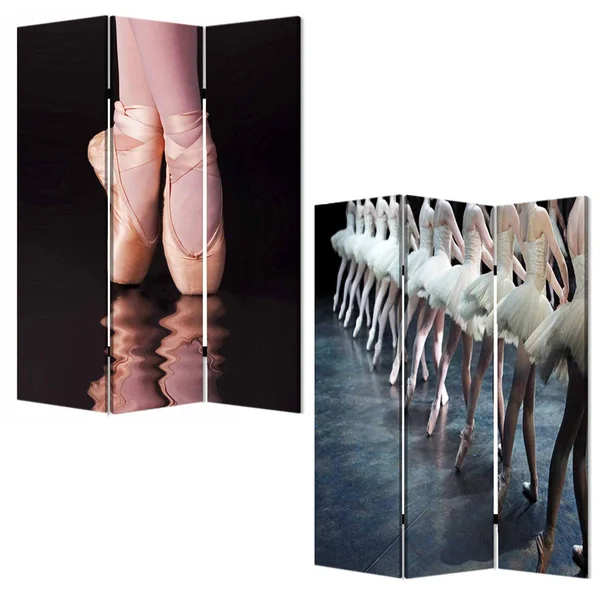 1x22 x 48x22 x 72x22 Multi Color Wood Canvas Ballet Screen