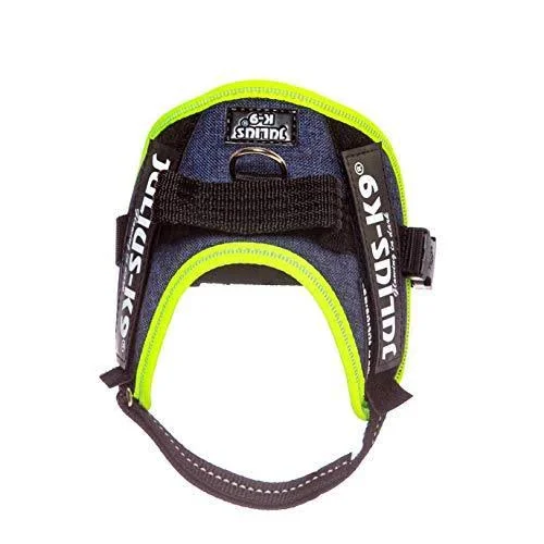 Julius-K9, 16IDC-FARNE-MM, IDC Powerharness, Dog Harness, Size: Mini-Mini, Jeans with Neon Edge