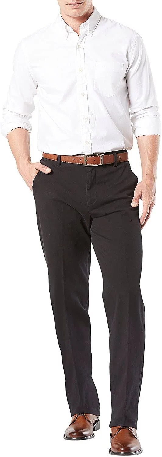 Dockers Classic Fit Workday Khaki Smart 360 Flex Pants (Black) Men's Clothing