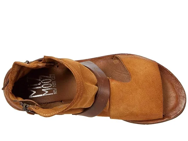 Miz Mooz Finney Suede Women's Ankle Strap Sandal Wheat Suede Size 42