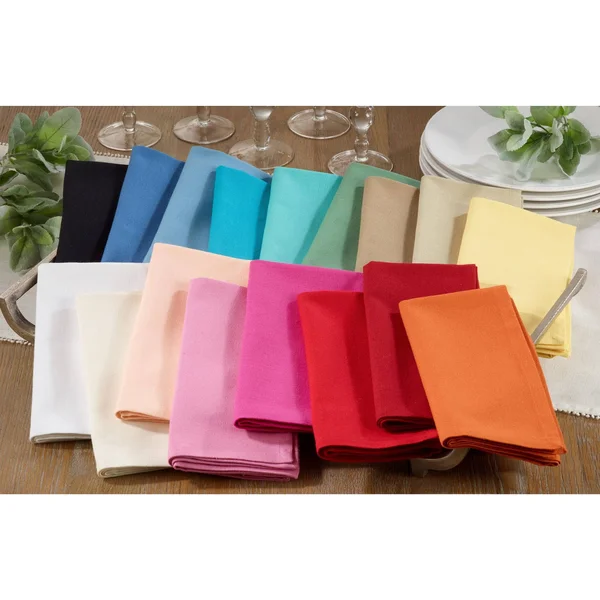 Saro Lifestyle 222.KH20S 100 Percent Square Cotton Dinner Napkins - Khaki - Set of 12