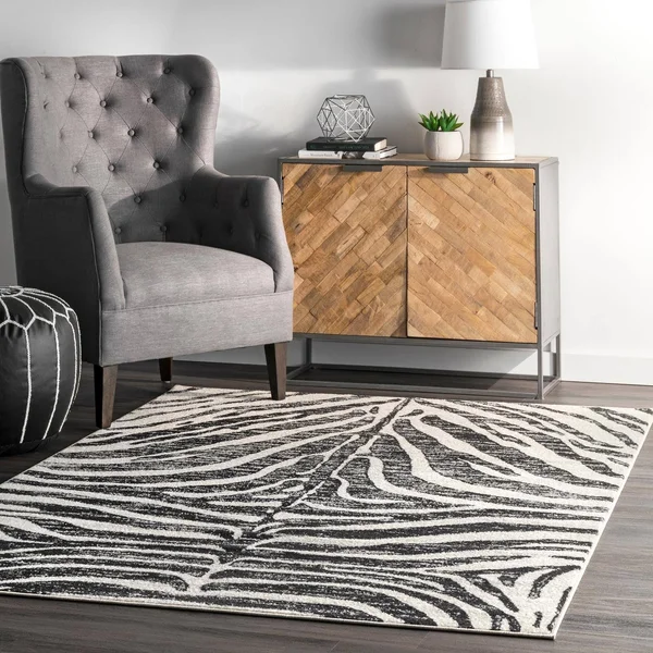 nuLOOM Royal Zebra Stripes Black 8 ft. x 10 ft. Area Rug