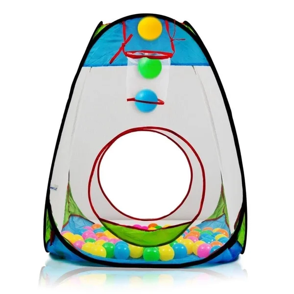 Dimple Childrens Pop Up Playhouse Tent with Set of 100 Colorful Balls Ball Pit with Basketball Hoop, for Indoor and Out