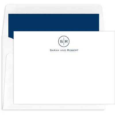 Personalized Circle Initials Flat Note Cards