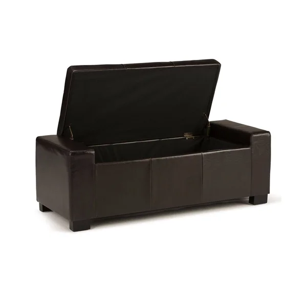 Simpli Home Laredo Storage Ottoman, Brown