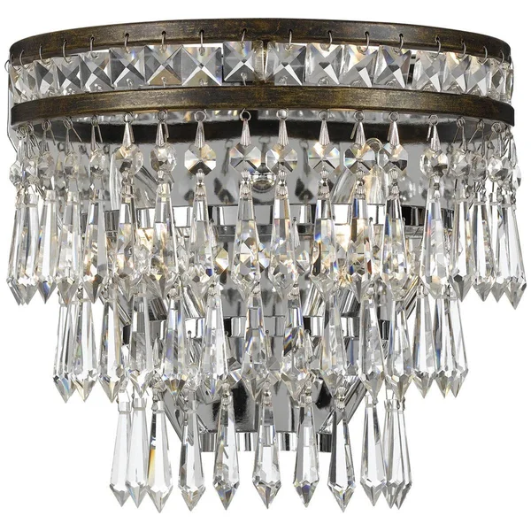 Crystorama 5261-os-cl-mwp Olde Silver Mercer 2 Light Hand Cut Crystal Wall Sconce