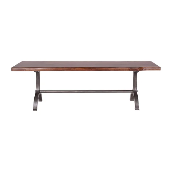 Casartis Living Dala Industrial Iron & Acacia Natural Edge Dining Bench - 56-Inch - Single - Brown - Dining Height