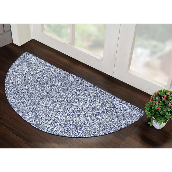Farmhouse Cotton Hand Made Braided Area Rug - Blue, 2' x 6'