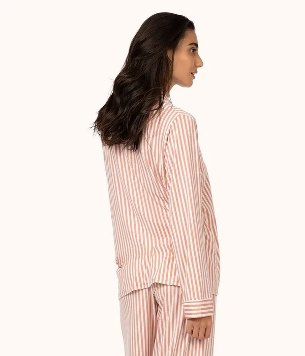 Lively The All Day Lounge Shirt - Size Small in Mini Stripe Shell Pink at Nordstrom