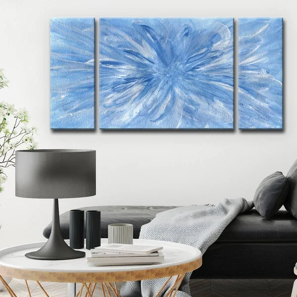 Ready2HangArt Snowflake Wrapped Canvas Wall Art, Blue