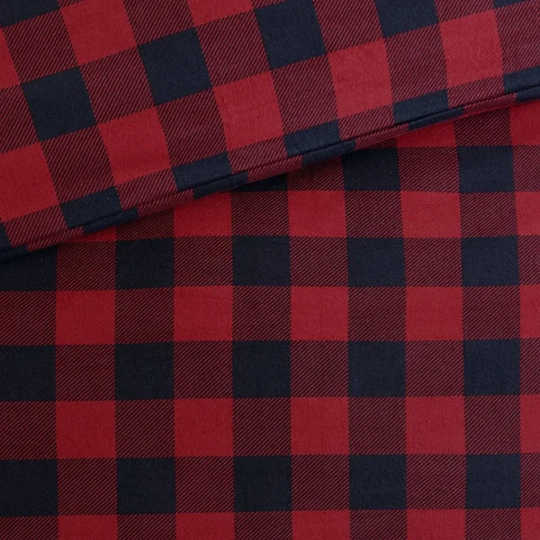 Woolrich - Flannel Check Print Cotton Duvet Cover Set - Black/Tan - King/Cal King