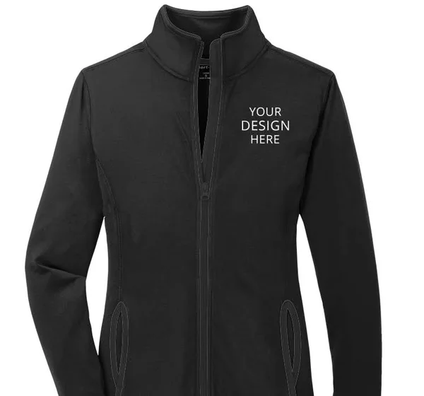 Custom Embroidered Sport - Tek Women's Ladies Sport-Tek Stretch Contrast Full-Zip Jacket, Size: L, Black/Charcoal Grey