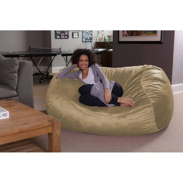 6-Foot Bean Bag Lounger Large Memory Foam Bag Chair Lounger - Black