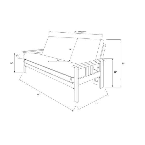 Porch & Den Kern Full-Size Storage Futon with Suede Mattress - Peter&s Cabin
