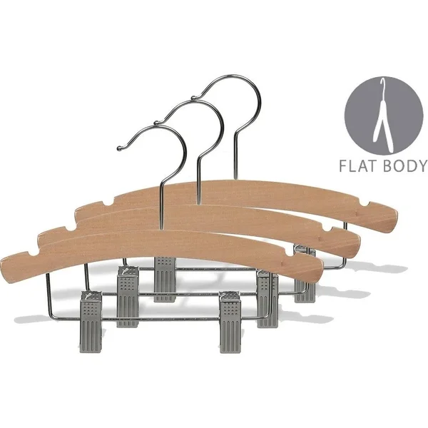 The Great American Hanger Company Wooden Kids Combo Hanger w/Adjustable Cushion Clips Box of 50 12 inch Wood Top Hangers w/Natur
