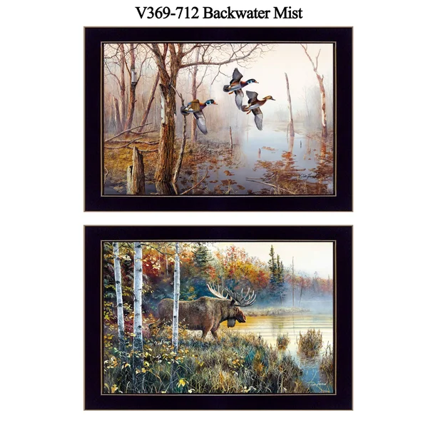 Backwater Mist Collection by Jim Hansen - Printed Wall Art, Ready to Hang, Black Frame