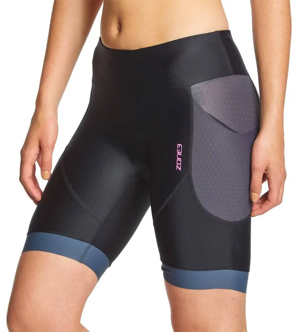 Zone3 Women's AquaFlo Plus Shorts M, Black/Grey/Neon Pink