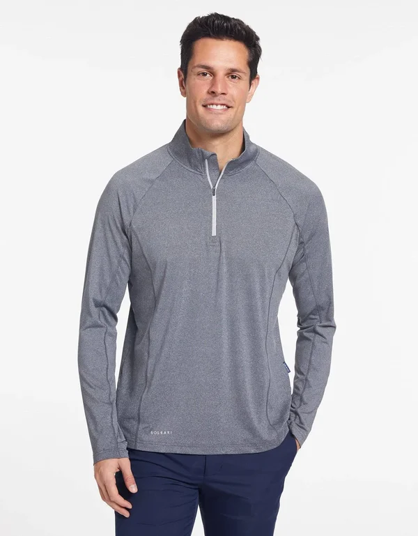 UPF 50+ Sun Protective Long Sleeve Quarter Zip Top for Men - Solbari Dark Grey