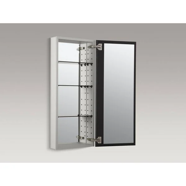 KOHLER K-2913-PG-SAA Catalan 15x22 W X 36-1/8x22 H Aluminum Single-Door Medicine Cabinet with 107 Degree Hinge - Satin Anodized
