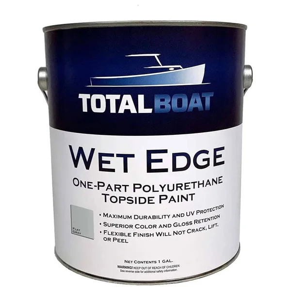 TotalBoat Wet Edge Marine Topside Paint for Boats, Fiberglass, and Wood (Flat Gray, Gallon)