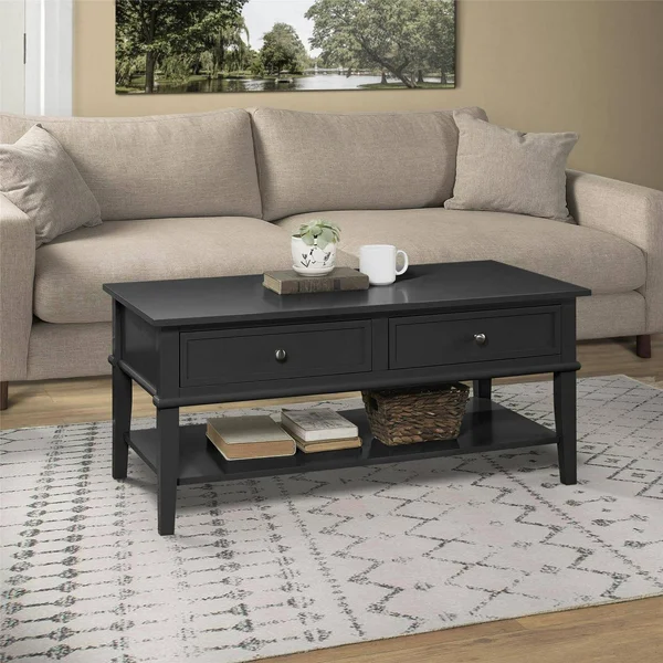 Desert Fields Eclectic Boho Coffee Table - Black - Black