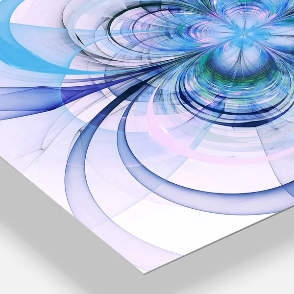 Design Art Turquoise Fractal Flower Pattern - Floral Digital Art Glossy Metal Wall Art, Size: 20 in. Wide x 12 in. High, Blue