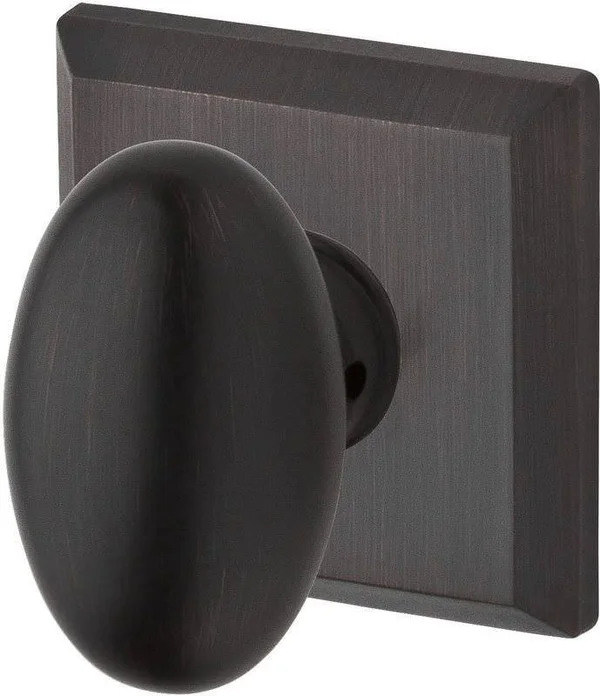 Baldwin Ellipse Reserve Knob Traditional Square Rose Full Dummy Set Matte Antique Nickel